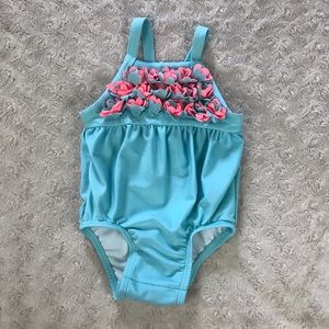 Cat & Jack One Piece Swimsuit Pink Blue Floral